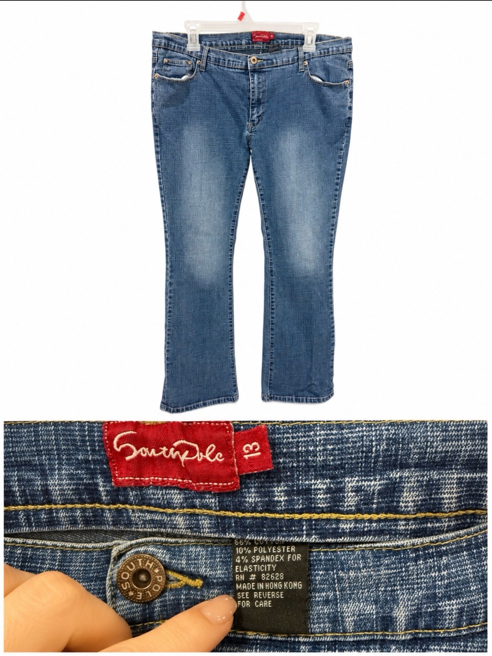 South Pole Womens Mid Blue Stretch Bootcut Jeans